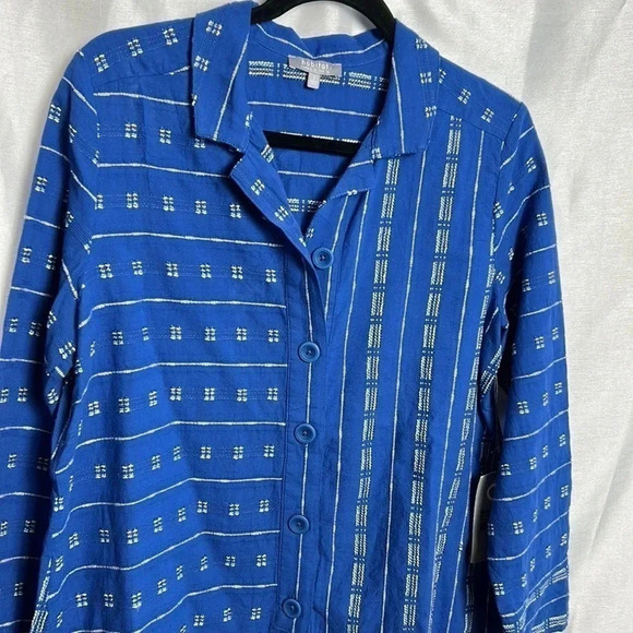 Habitat oversized PTP 20.5” shirt NWT,textured,embroidered,striped,hi-lo. - Picture 5 of 17